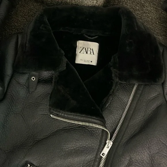 ZARA DOUBLE-FACED JACKET Moto Style Front zip pockets. metal buckles. - Picture 8 of 16